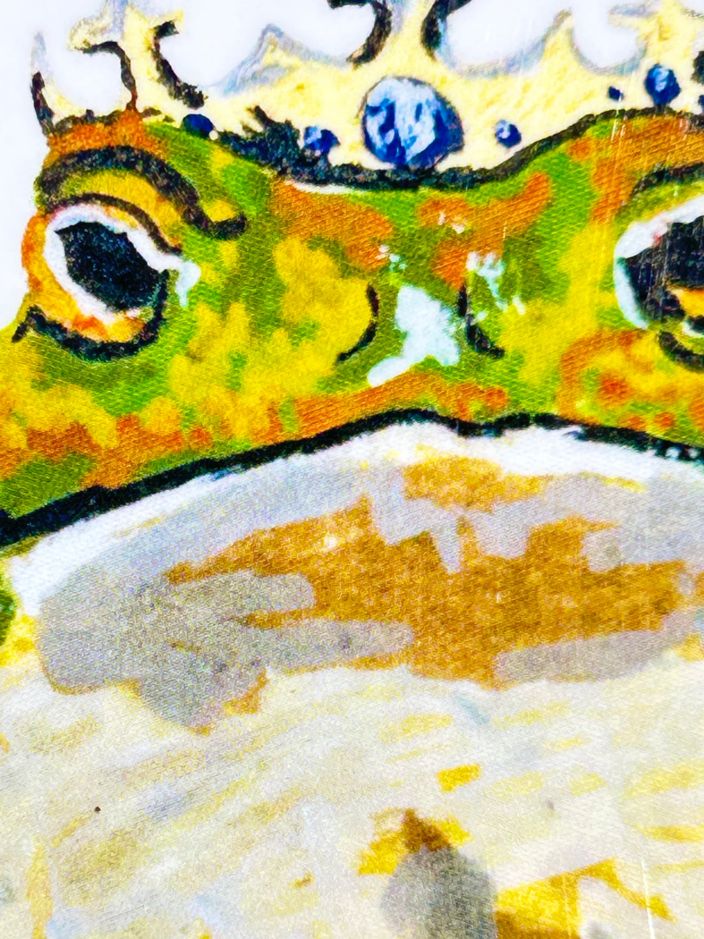 Close-up of 0/10 vinyl sticker showing the crowned frog artwork and painted details