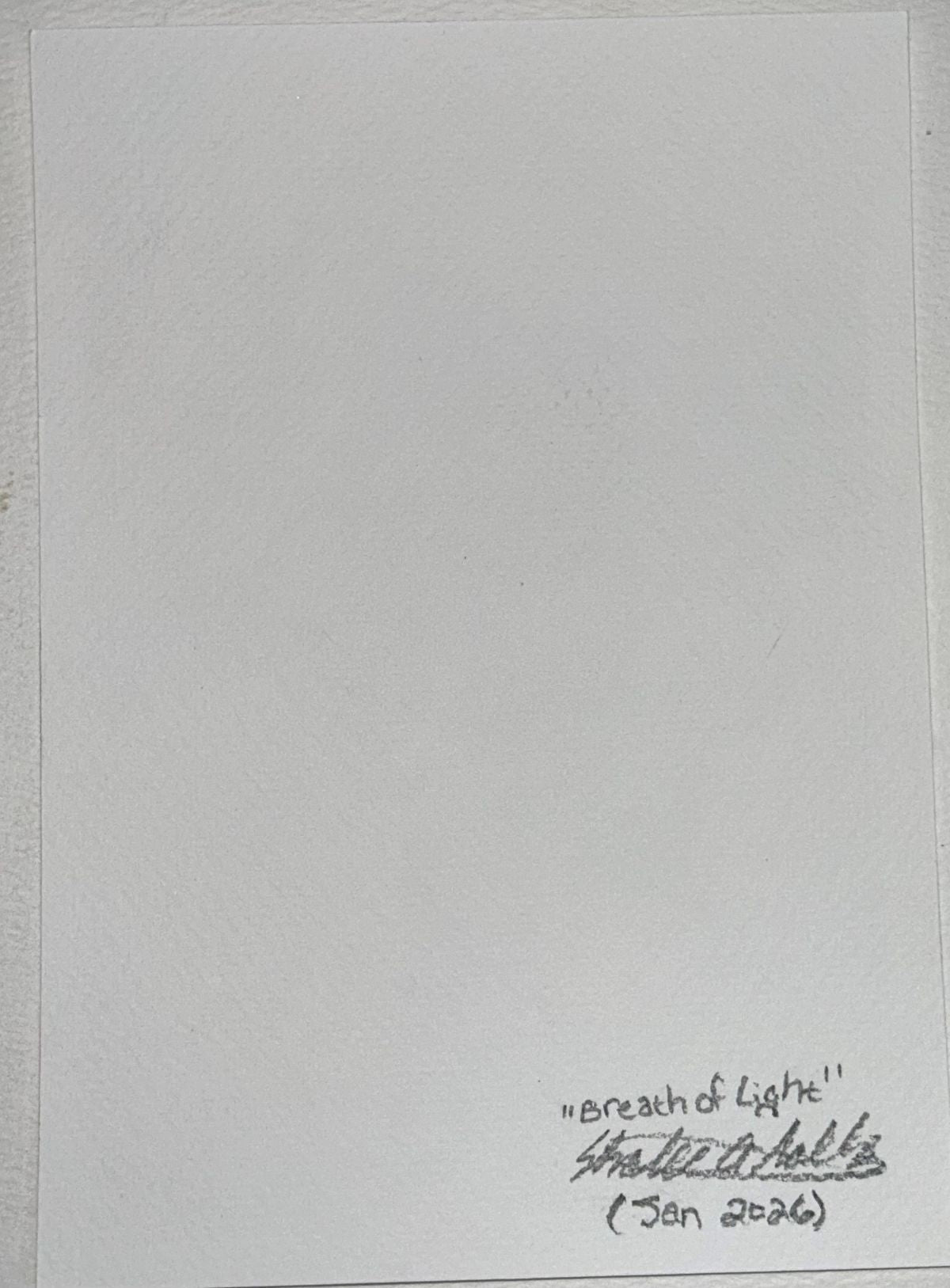 Close-up of Breath of Light 5x7 charcoal portrait print showing expressive texture and subtle gold accents