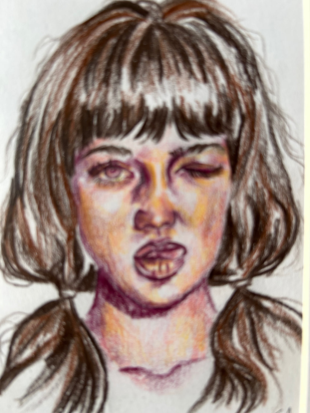 Wink & Warning – Original Framed Drawing