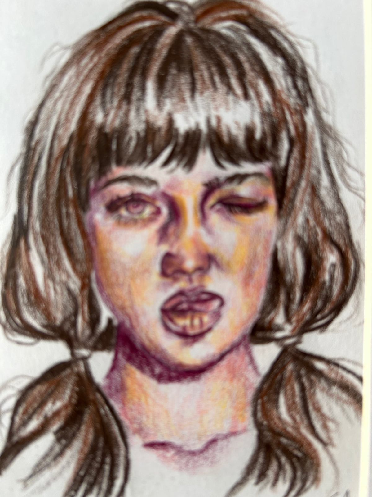 Wink & Warning – Original Framed Drawing