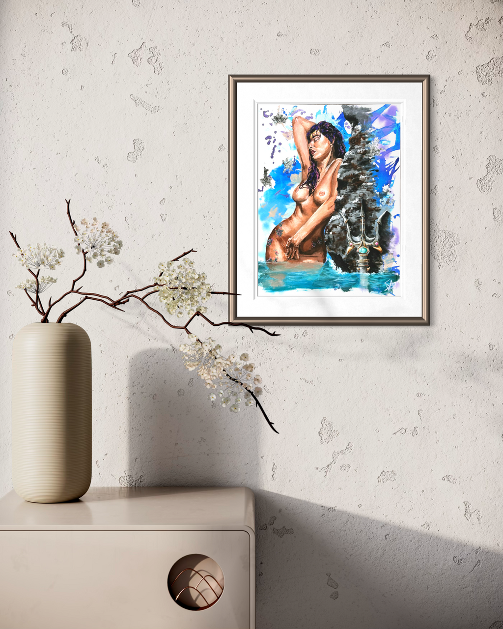 Amphitrite Goddess of the Sea fine art print displayed framed on a wall
