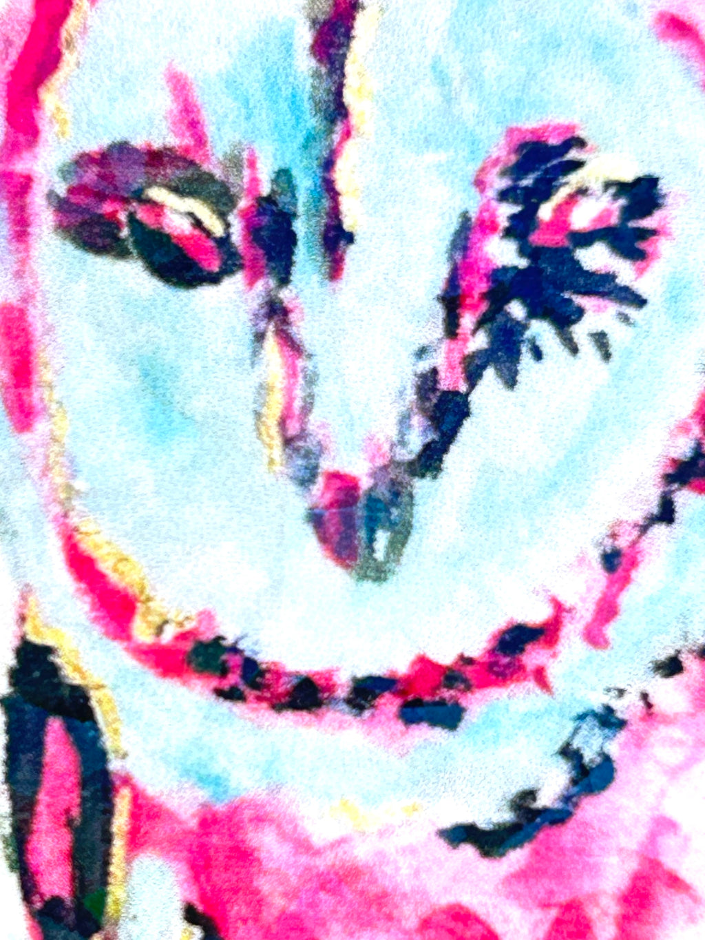Close-up of Aurora Watcher holographic vinyl sticker showing the pink and blue owl face and artwork details