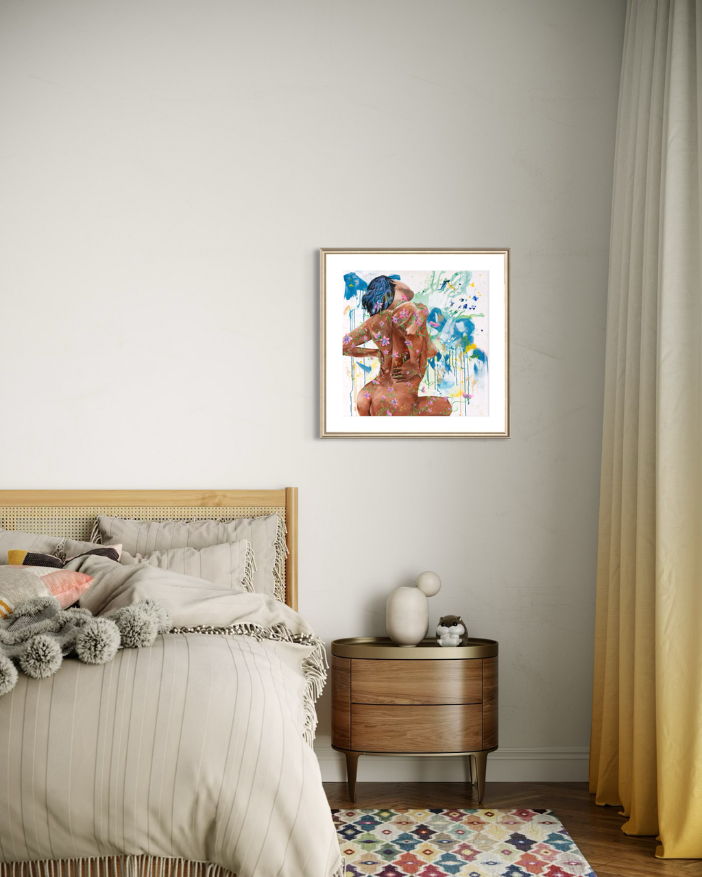Chloris flower goddess fine art print displayed framed in a bedroom