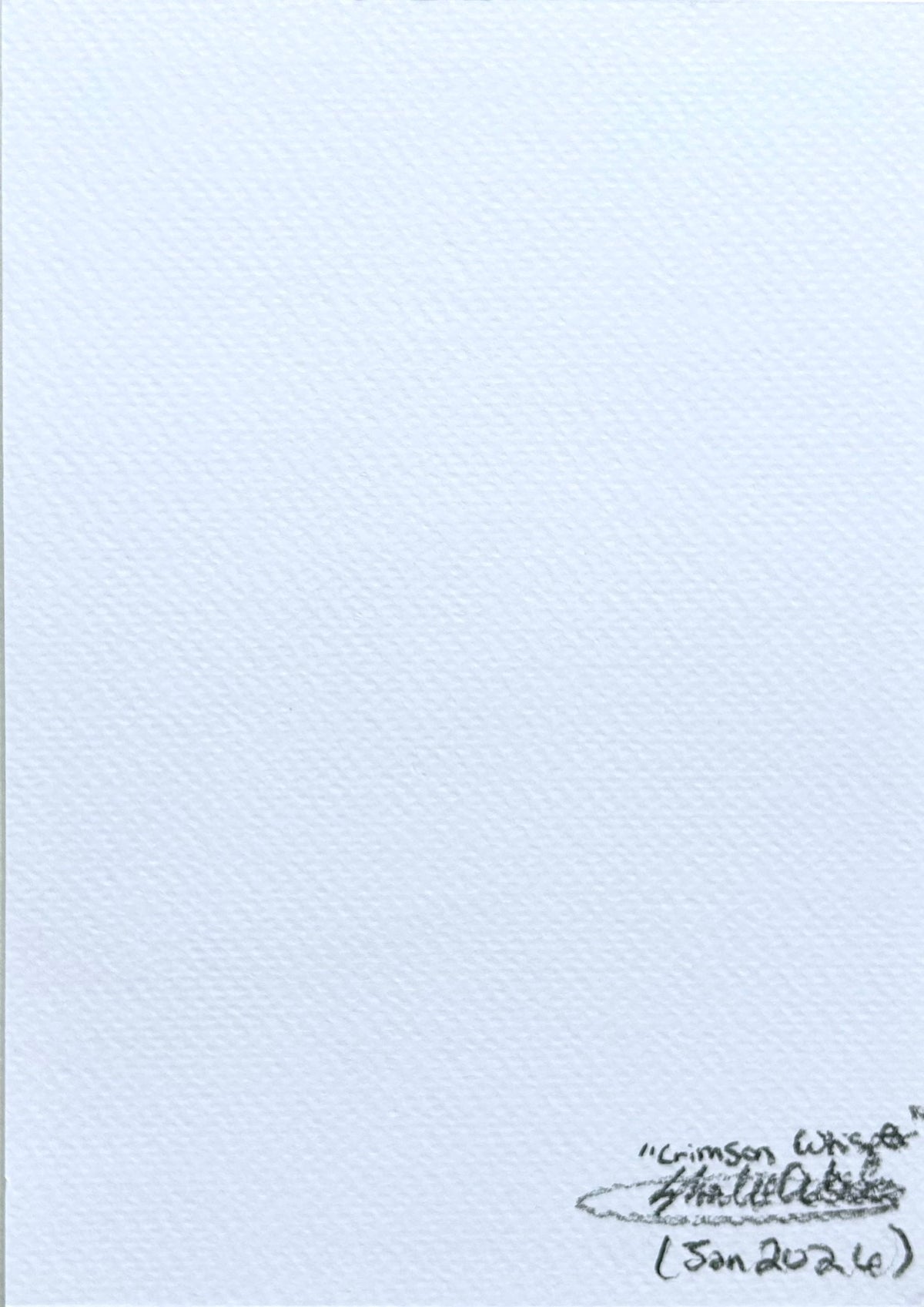 Signed back of Crimson Whisper art print by Shalee Talbert