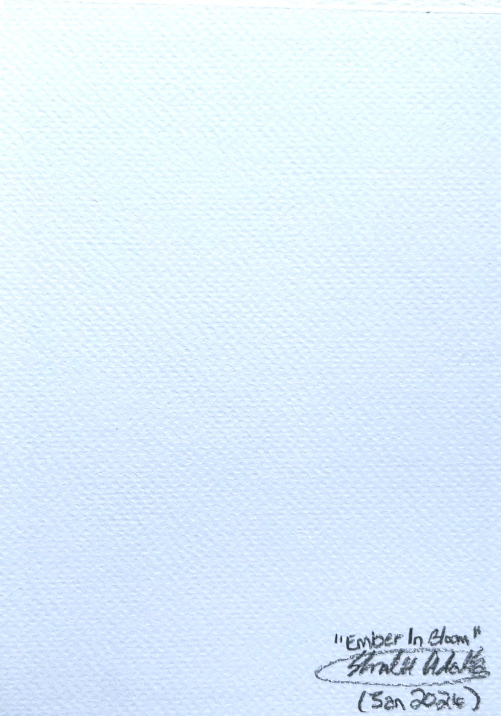 Back of Ember in Bloom 5x7 art print showing Shalee Talbert's signature, artwork title, and January 2026 date