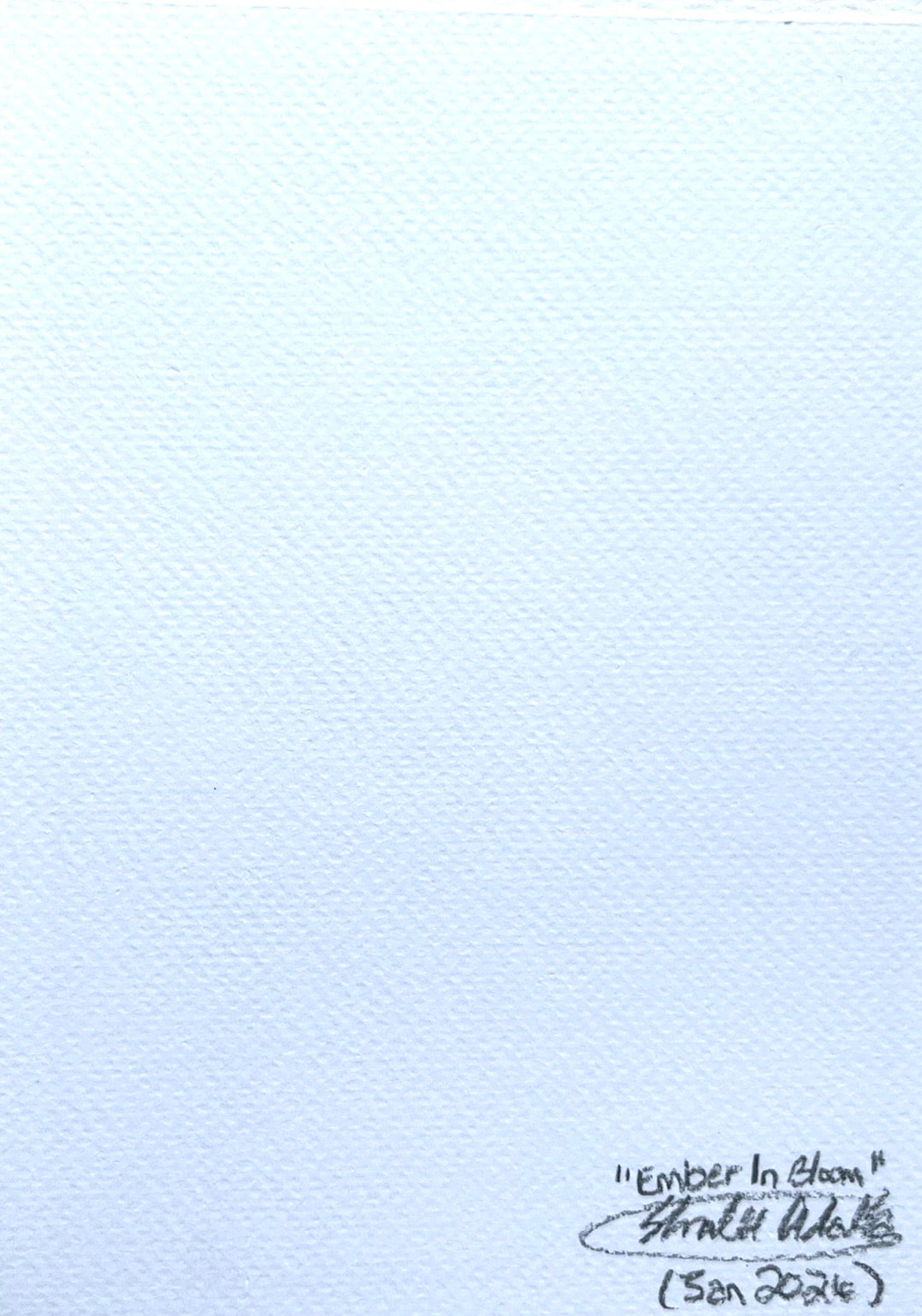 Back of Ember in Bloom 5x7 art print showing Shalee Talbert's signature, artwork title, and January 2026 date