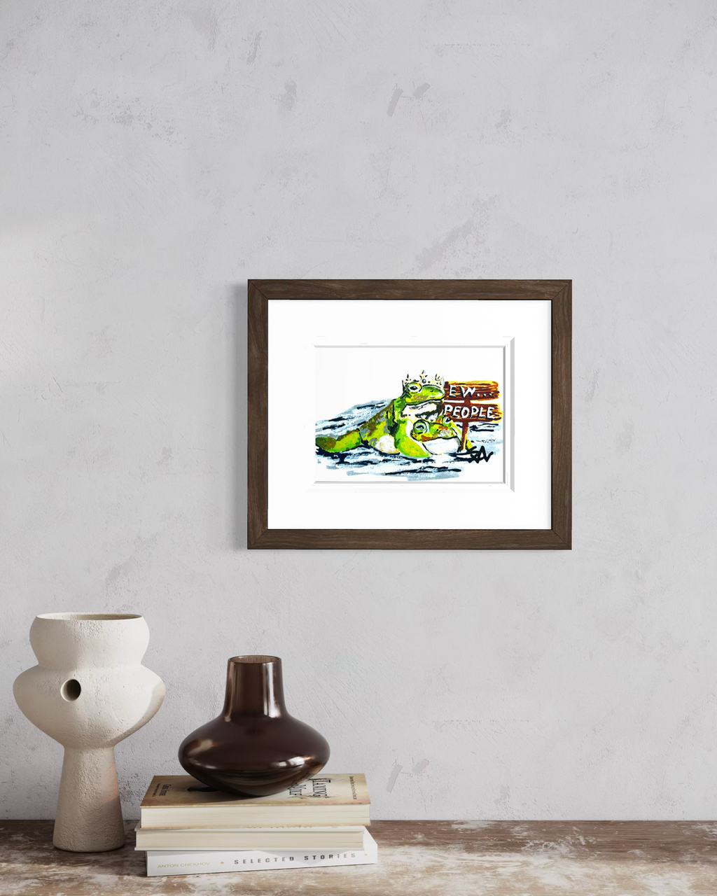 Ew...People 5x7 art print displayed framed on a wall to show size and presentation