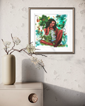 Gaia Mother Earth Goddess fine art print displayed framed on a wall