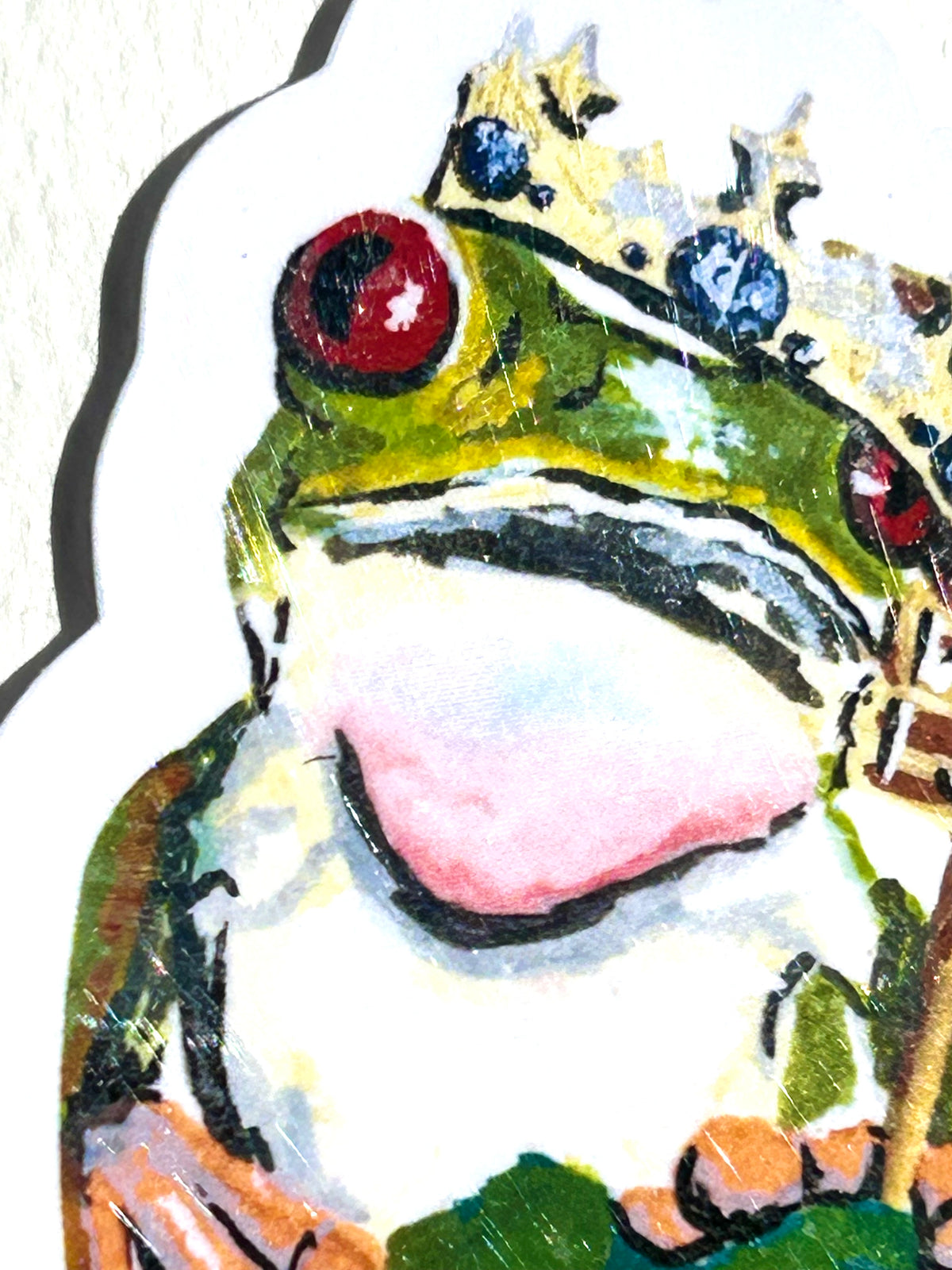 Close-up of the crowned frog illustration on the I Said What I Said vinyl sticker