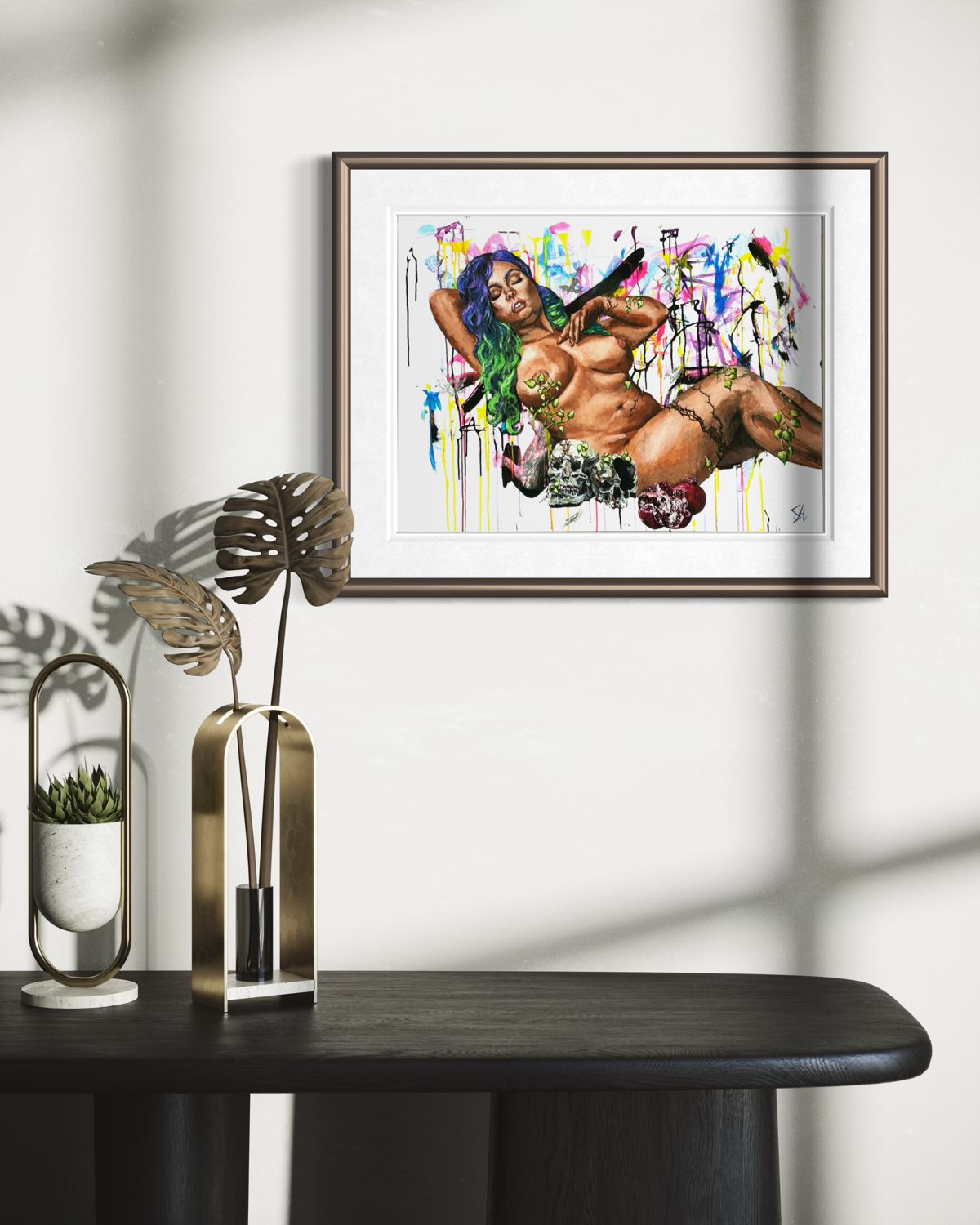 Persephone Goddess of Spring and Queen of the Underworld art print displayed framed