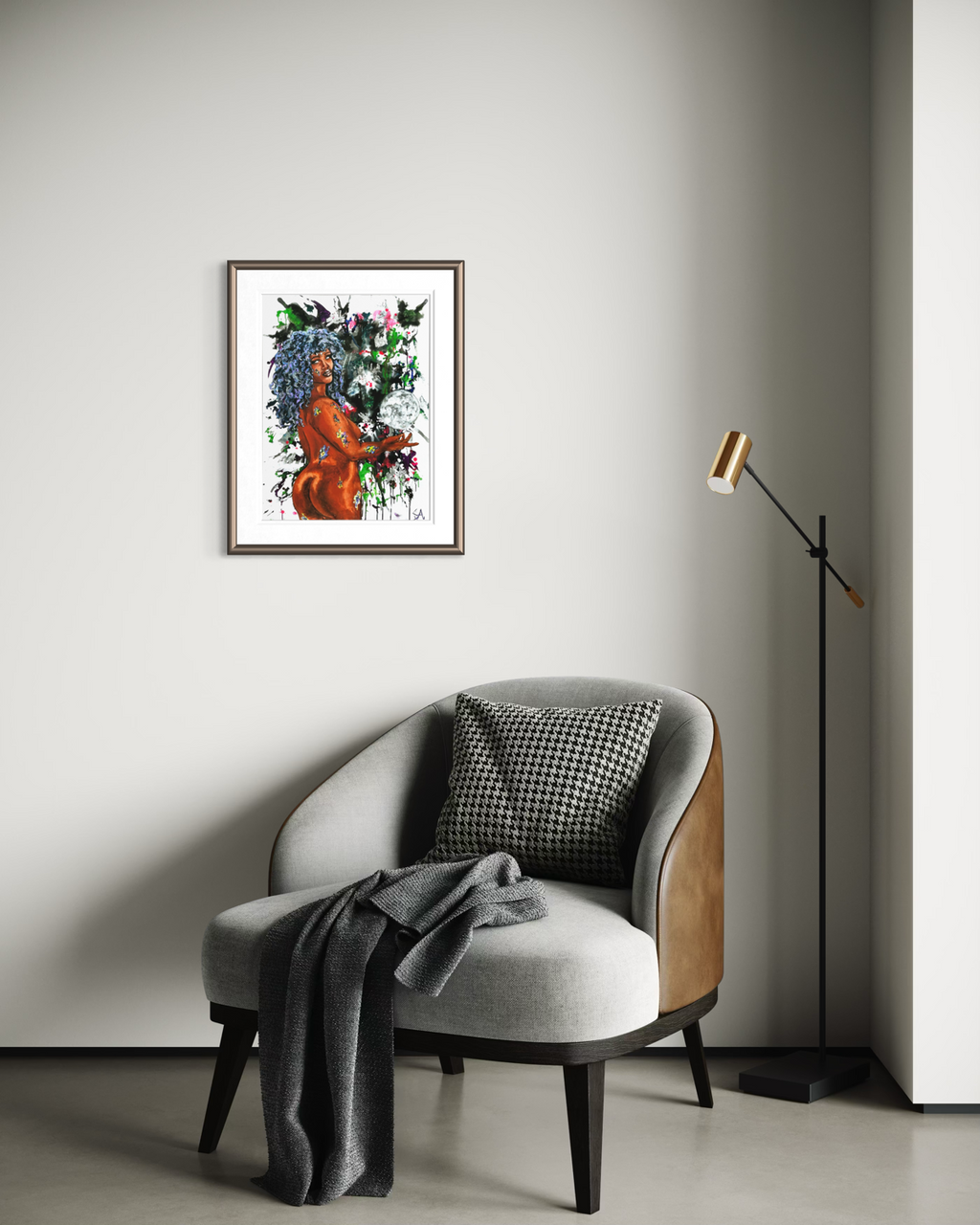 Selene The Moon Goddess fine art print displayed framed on a wall