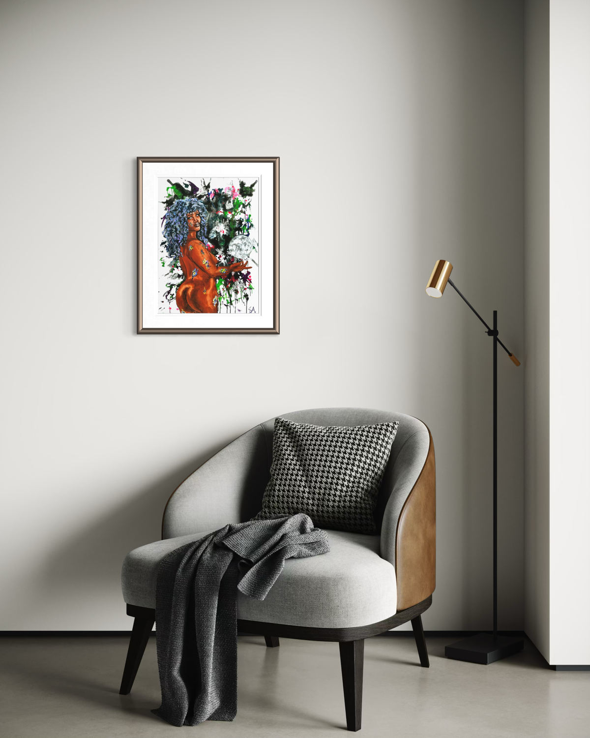 Selene The Moon Goddess fine art print displayed framed on a wall