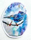 Starglint 3-inch vinyl art sticker featuring a colorful blue bird perched on a branch