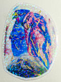 Starwoven holographic vinyl sticker featuring colorful blue and pink birds from original artwork