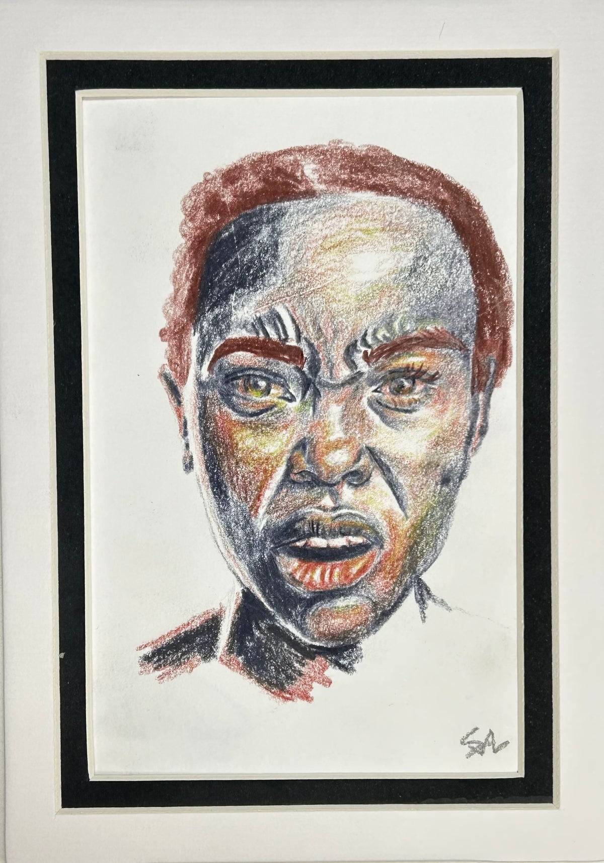 The Last Word original colored pencil portrait drawing by Shalee Talbert, matted to 5x7 inches