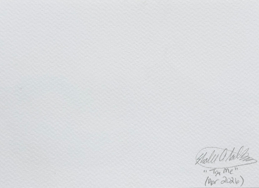Back of Try Me 5x7 art print showing Shalee Talbert’s signature, artwork title, and date