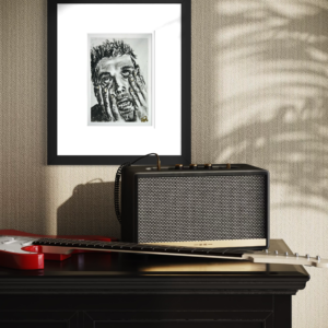 Overwhelm fine art print by Shalee Talbert from the Gilded Muses collection displayed in a framed interior mockup.